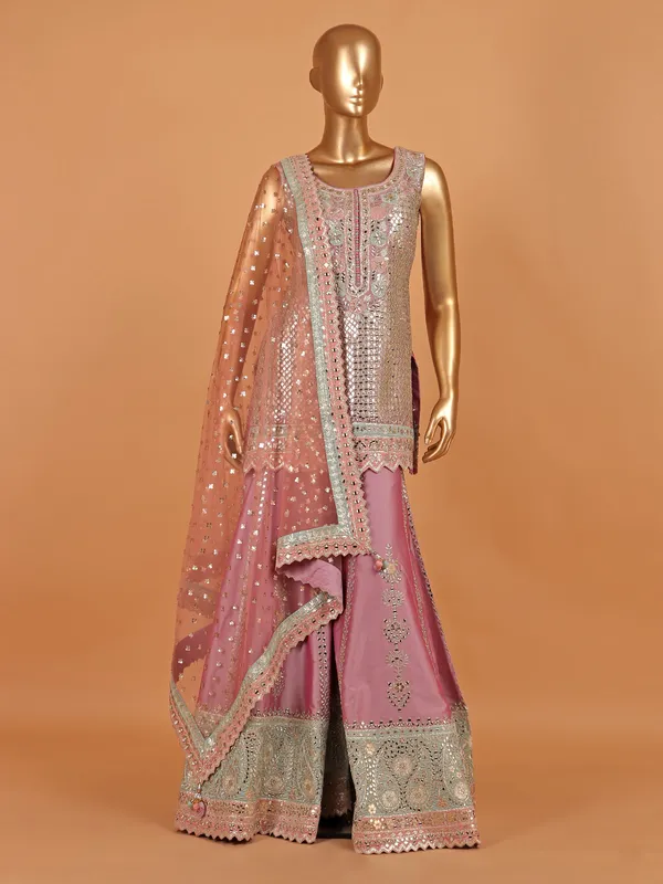 Lavender silk palazzo suit for festive