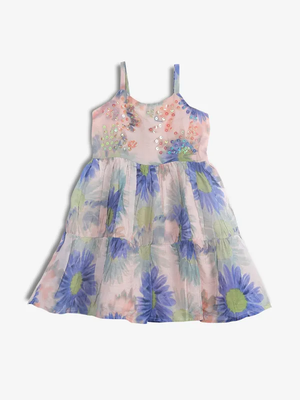 LEO N BABES blue floral printed frock