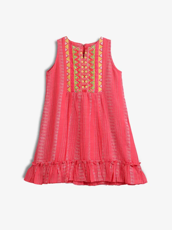 LEO N BABES coral pink printed frock