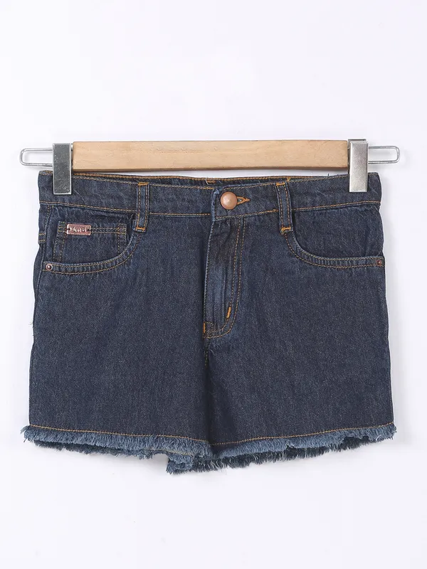 Leo n Babes solid denim navy shorts