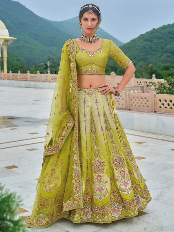 Letest light green lehenga choli for wedding