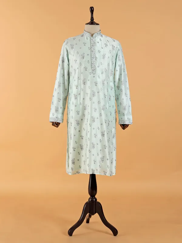 Letest mint green silk kurta suit for men