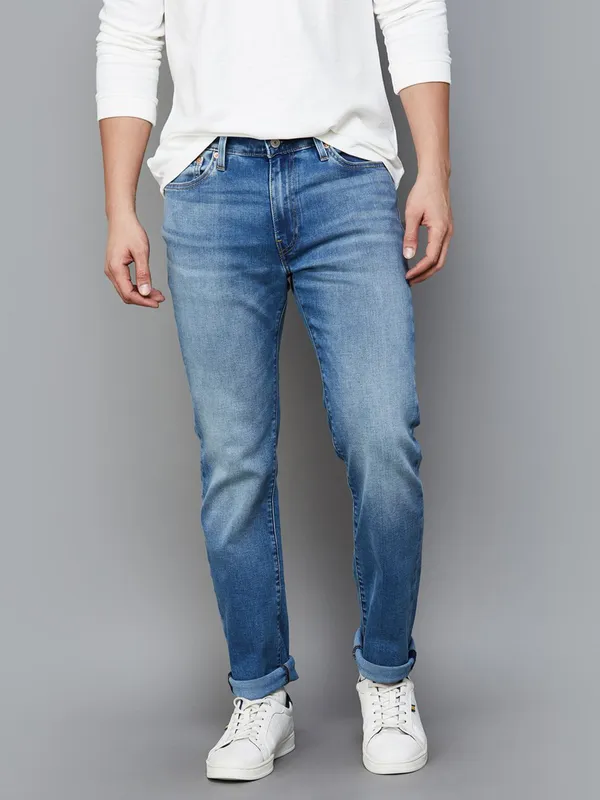 LEVIS 511 slim fit washed light blue mens denim jeans