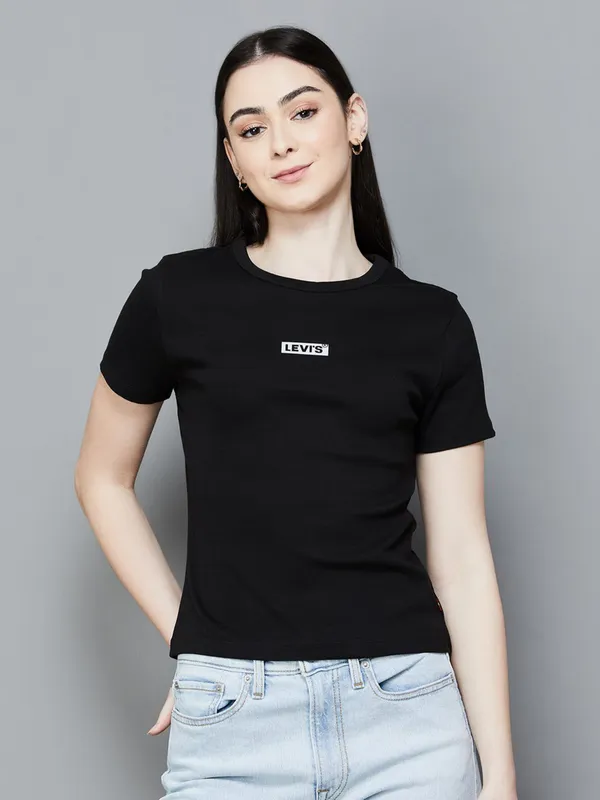LEVIS black cotton t-shirt with brand name