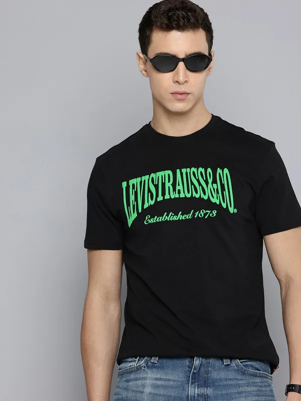 LEVIS black printed cotton slim fit t-shirt