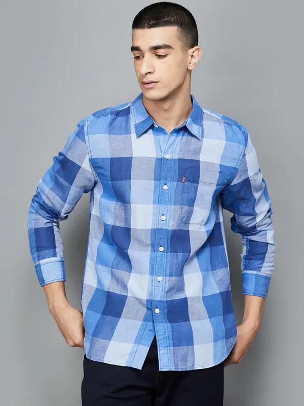 LEVIS blue checks cotton casual shirt