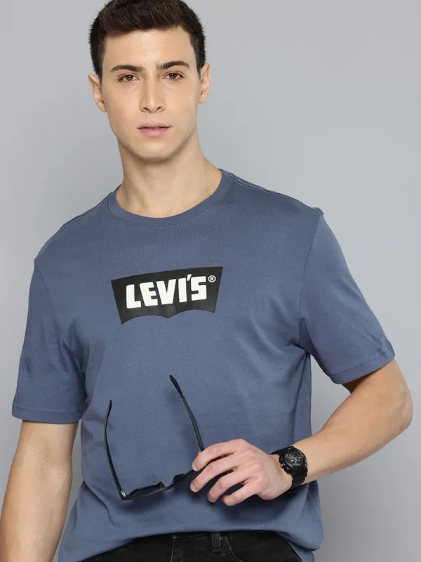 LEVIS blue cotton slim fit mens t-shirt