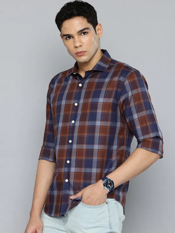 LEVIS blue slim fit flannel casual shirt for men