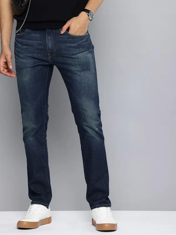 LEVIS blue washed denim jeans with slim fit