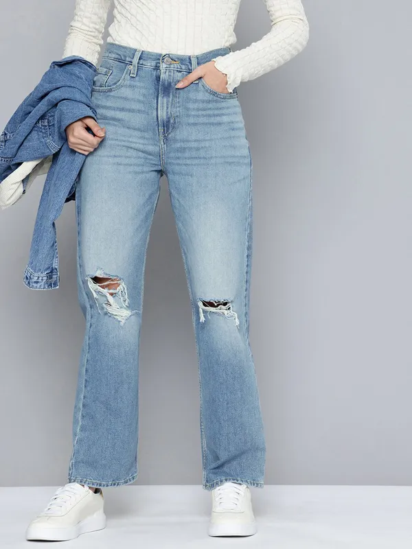 LEVIS blue washed denim straight fit jeans