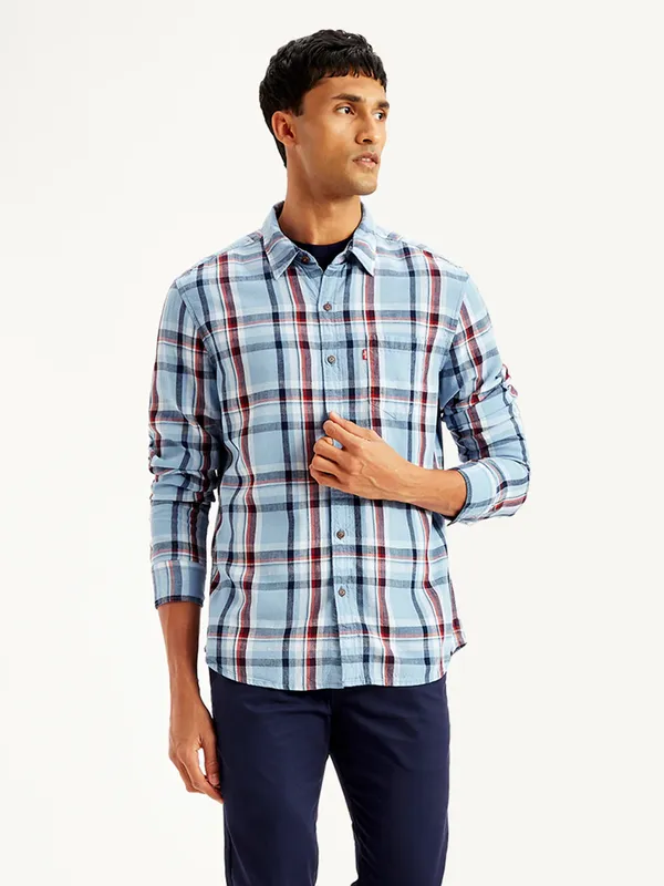 LEVIS casual light blue cotton shirt for men