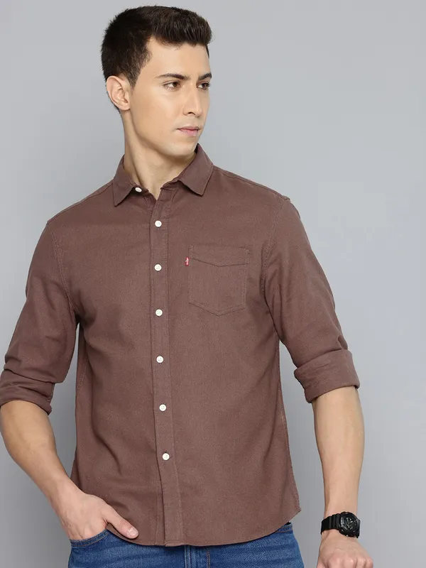 LEVIS coffee sober slim fit casual mens shirt