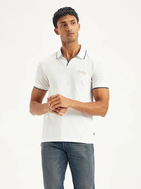 LEVIS cotton casual t-shirt in white for men