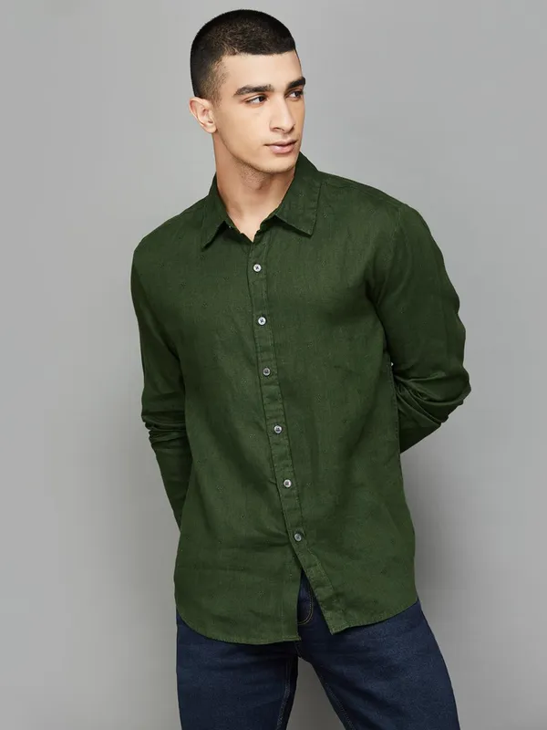 LEVIS green self texture shirt