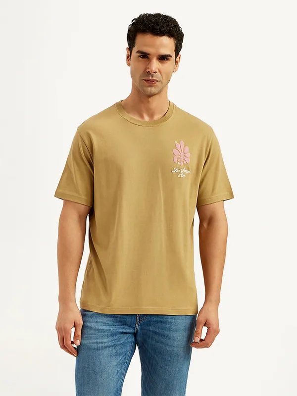 LEVIS khaki coloured printed t-shirt for men