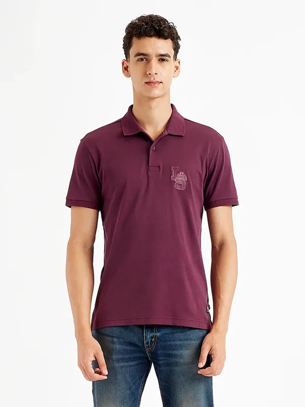 LEVIS maroon plain cotton t-shirt