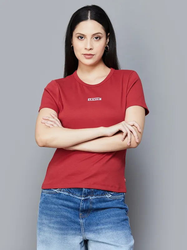 LEVIS maroon t-shirt in cotton with brand name
