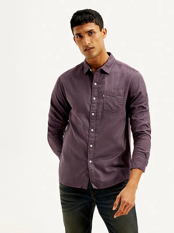 LEVIS mauve purple plain cotton shirt