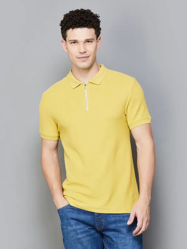 LEVIS mehendi yellow plain cotton t-shirt