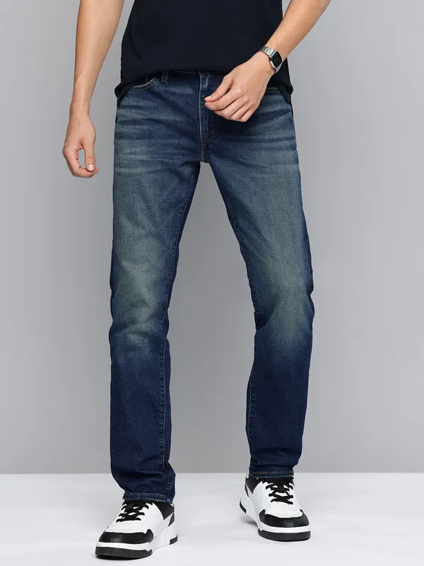 LEVIS mens 511 slim fit washed dark blue denim