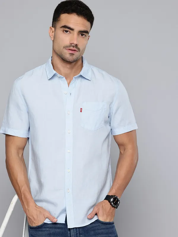 LEVIS mint blue plain cotton shirt