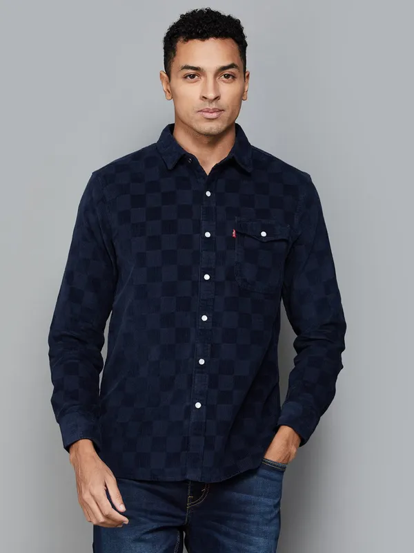 LEVIS navy cotton texture shirt