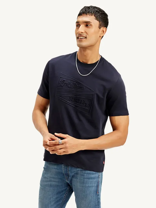 LEVIS navy slim fit cotton mens t-shirt