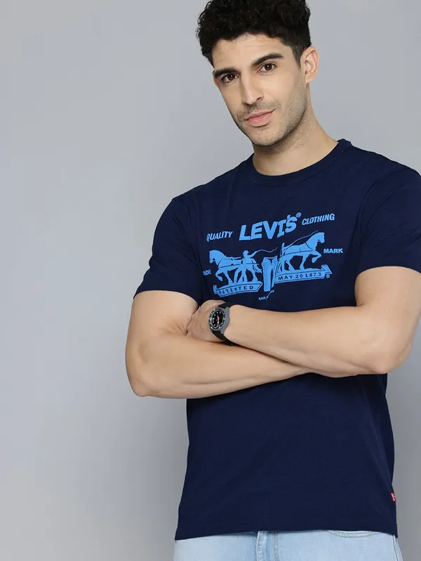 LEVIS navy slim fit cotton t-shirt for casual