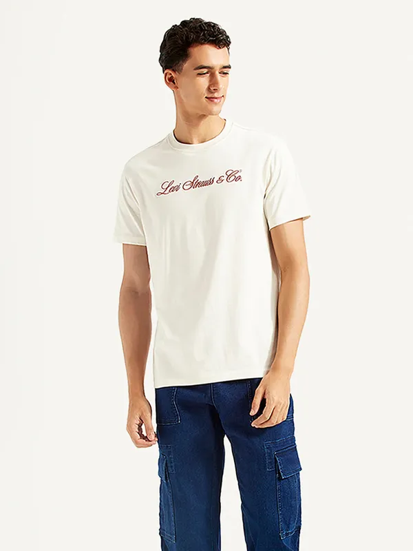 LEVIS off-white slim fit cotton t-shirt for men