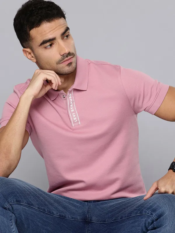 LEVIS onion pink plain cotton t-shirt
