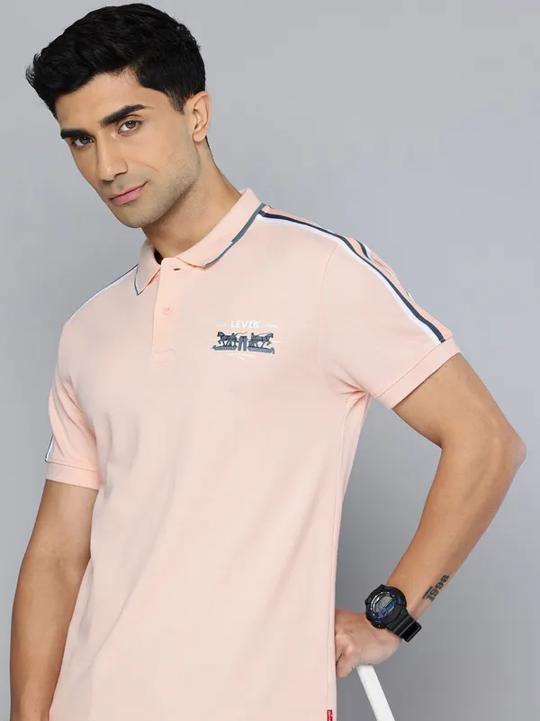LEVIS peach printed cotton t-shirt for men