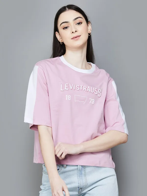 LEVIS pink cotton t-shirt for women