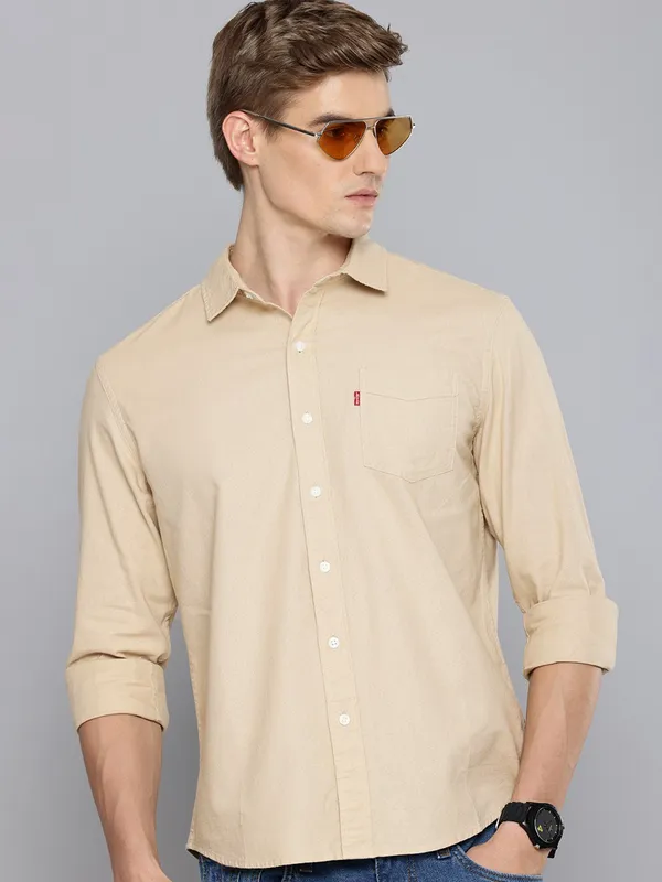 LEVIS plain beige cotton shirt