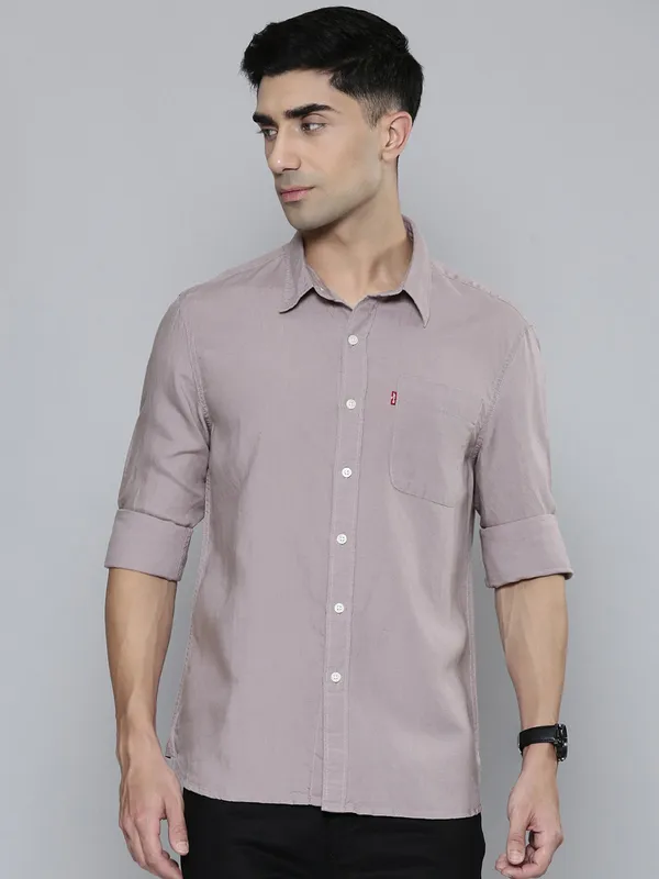 LEVIS plain mauve purple cotton shirt