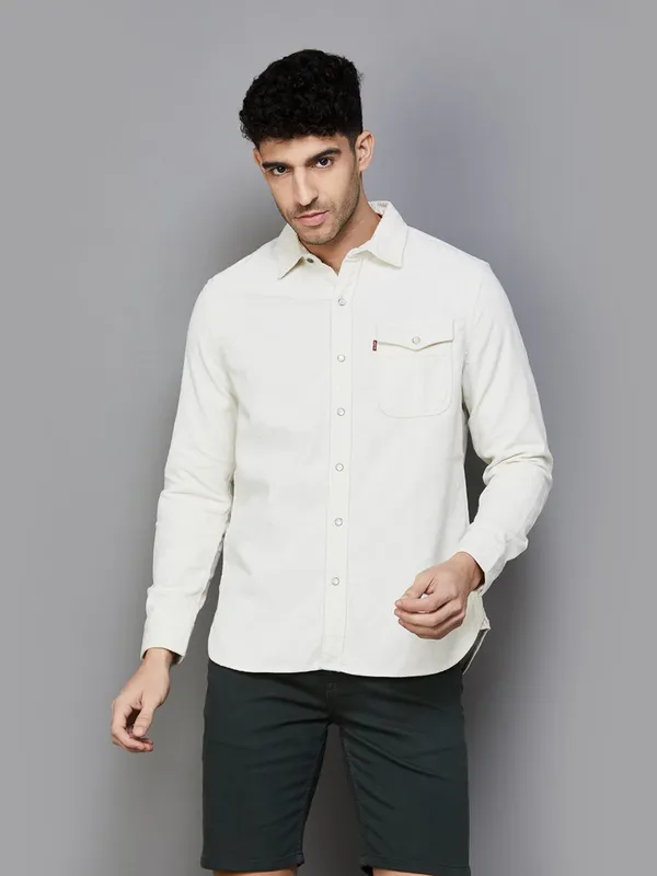 LEVIS plain off-white cotton shirt