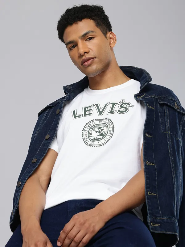 LEVIS plain white cotton slim fit t-shirt