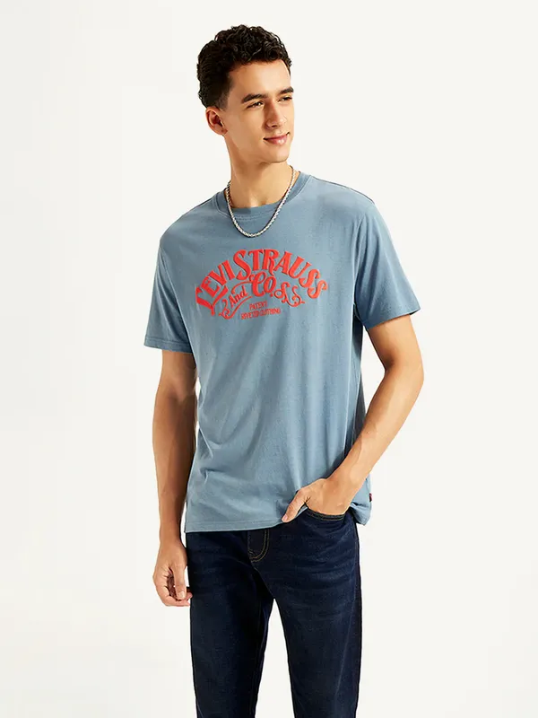 LEVIS powder blue slim fit cotton t-shirt for men