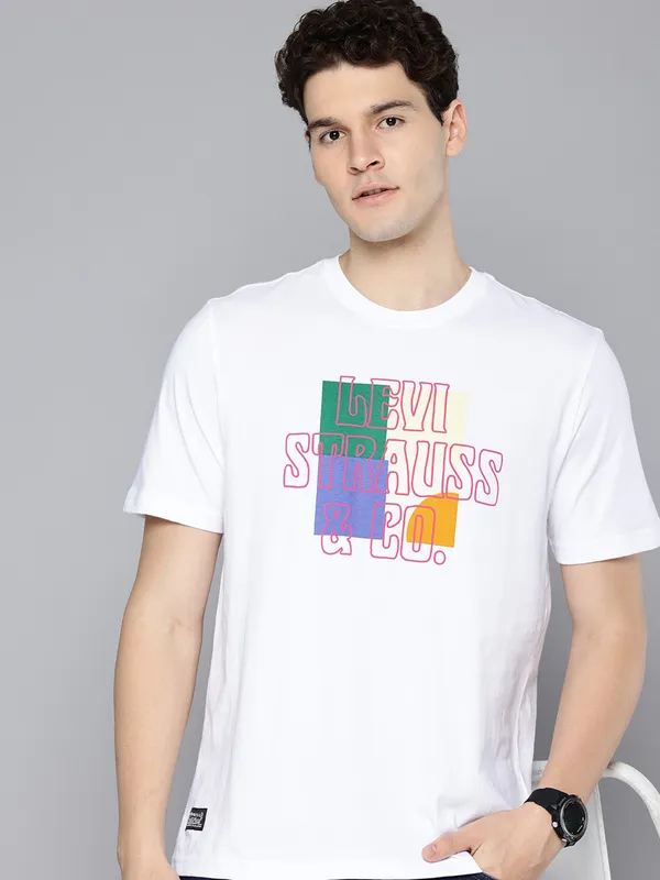 LEVIS printed white cotton slim fit t-shirt