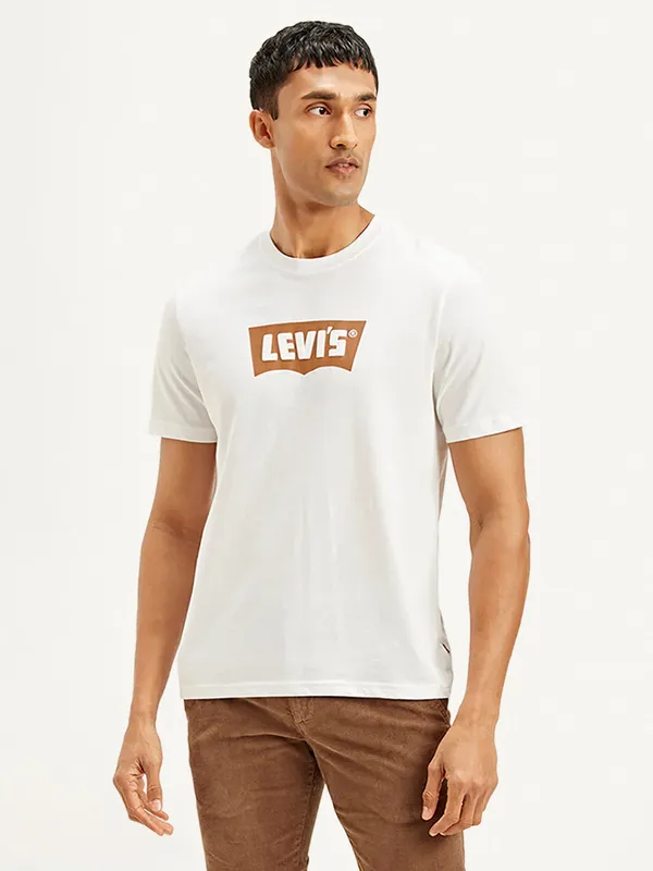 LEVIS printed white cotton slim fit t-shirt for men