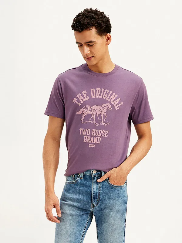 LEVIS purple printed cotton slim fit t-shirt