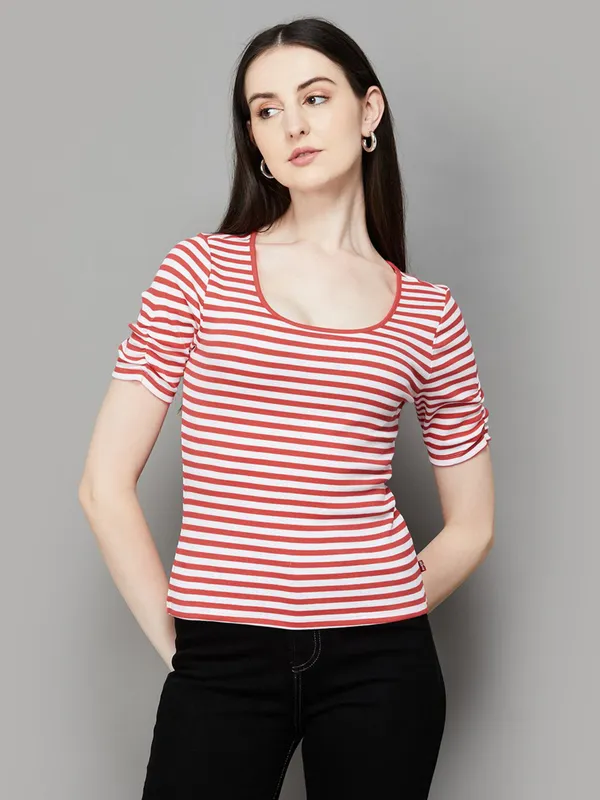 LEVIS red and white striped cotton t-shirt