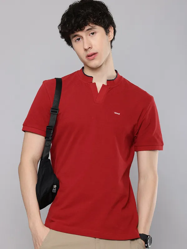 LEVIS red plain cotton t-shirt