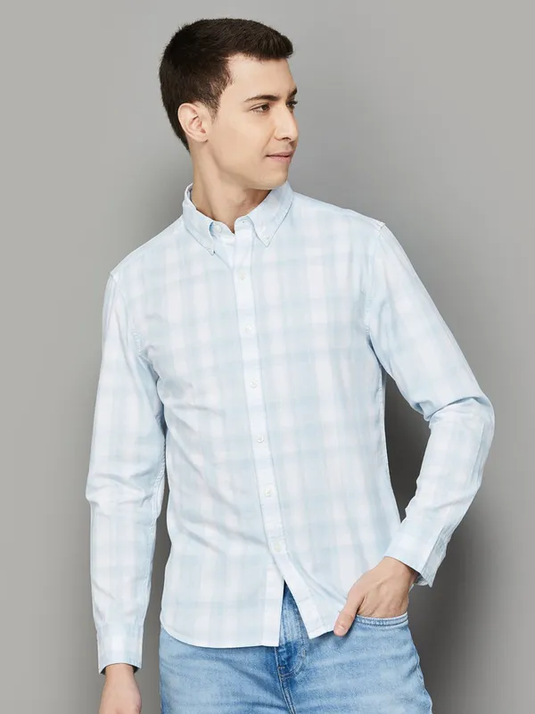 LEVIS sky blue checks cotton casual shirt