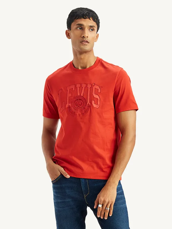 LEVIS slim fit red cotton t-shirt for men
