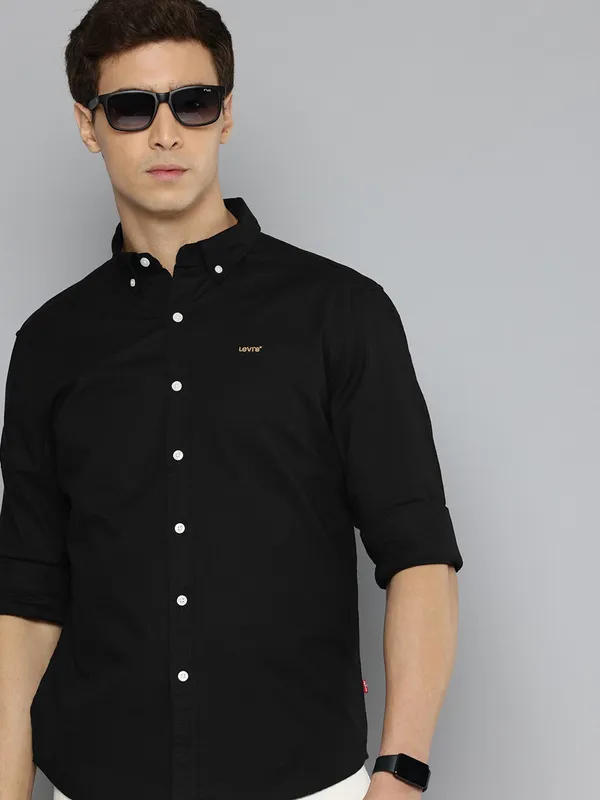 LEVIS solid black mens casual shirt