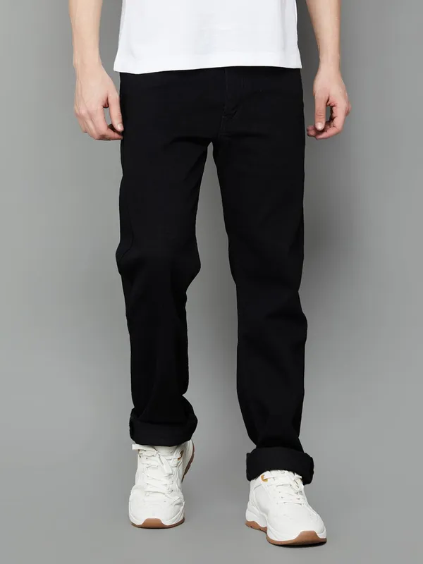 LEVIS solid black regular fit jeans for men