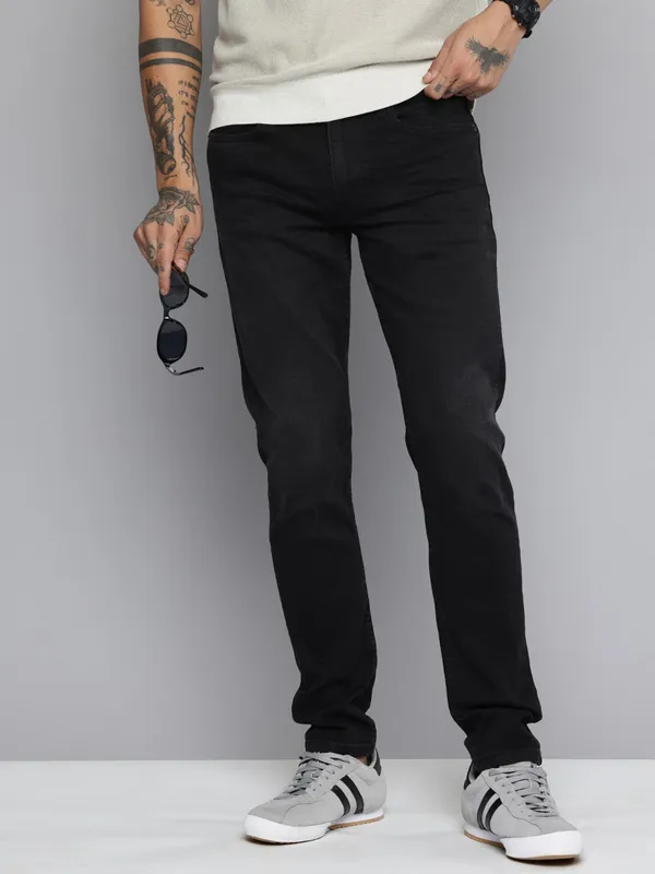 LEVIS solid charcoal black slim taper denim