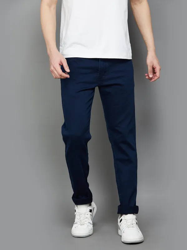 LEVIS solid indigo blue slim taper denim jeans