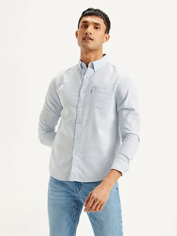 LEVIS solid light blue denim shirt for men