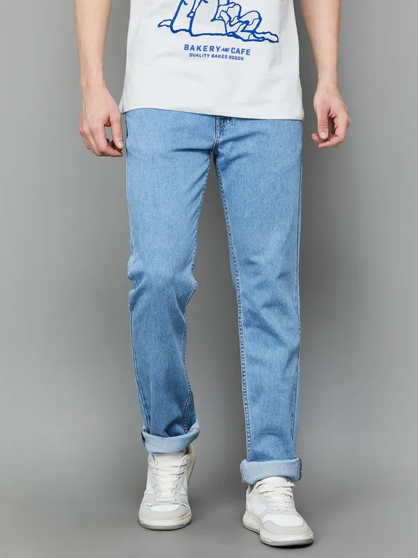 LEVIS solid light blue slim fit denim jeans